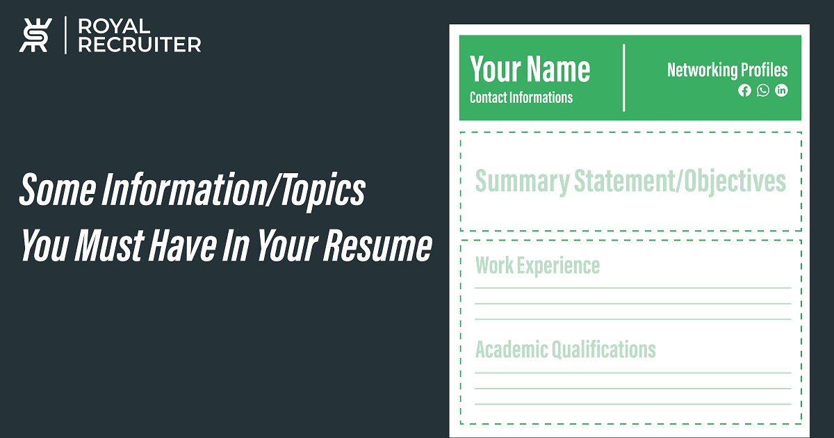 Some Information or Topics you must have in your resume