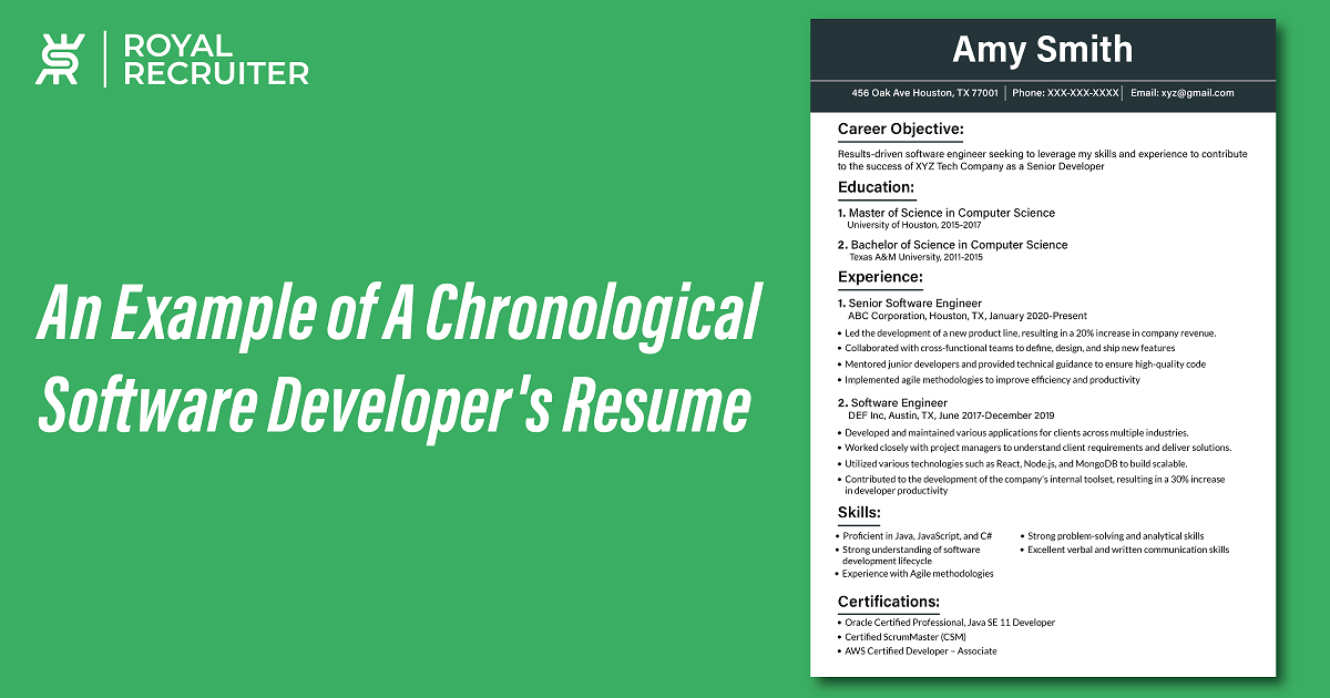 An example of a chronological software developer's resume